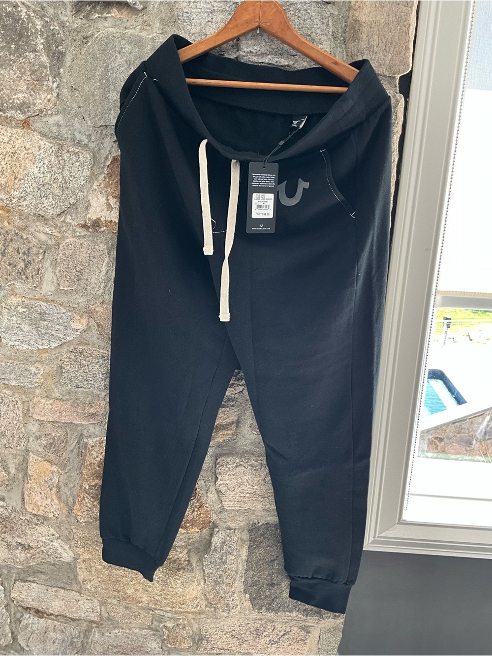 True Religion Kids Black Joggers with White Drawstring